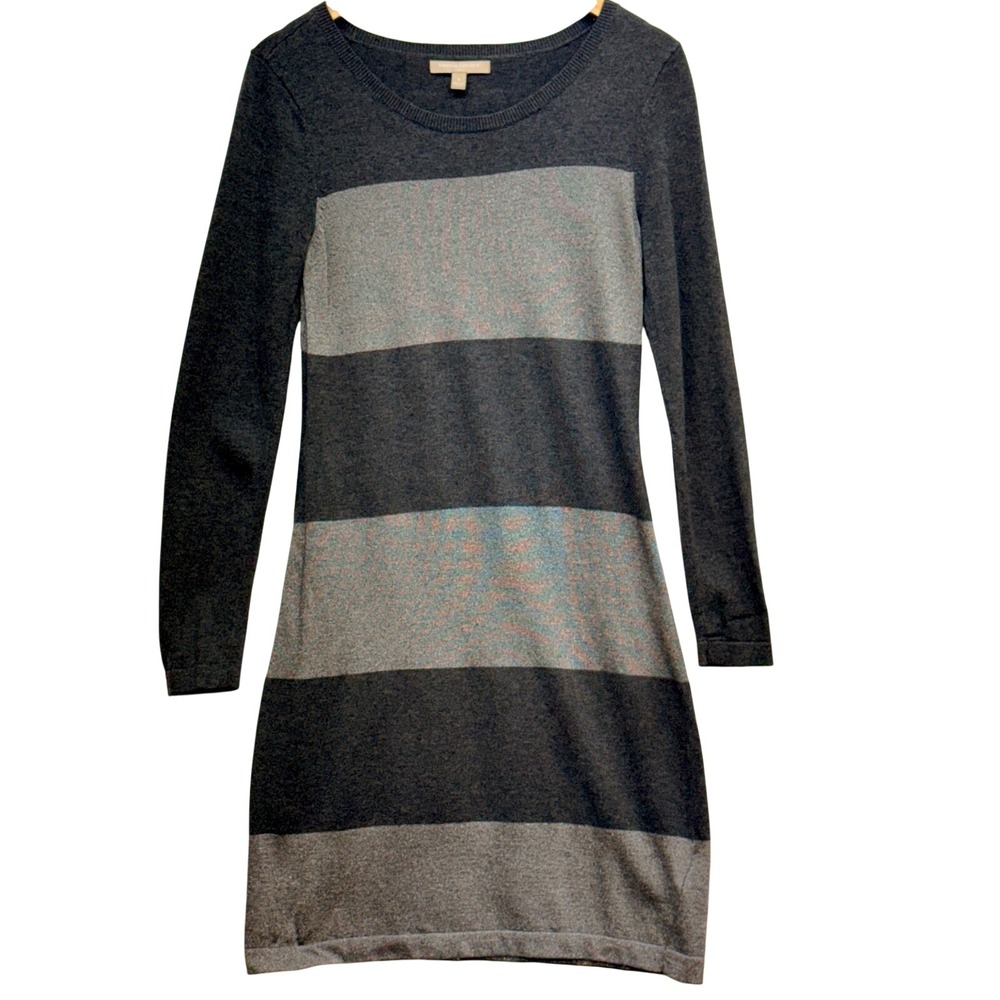 Banana Republic Womens Grey Silver‎ Metallic Striped Long Sleeve Sweater Dress S